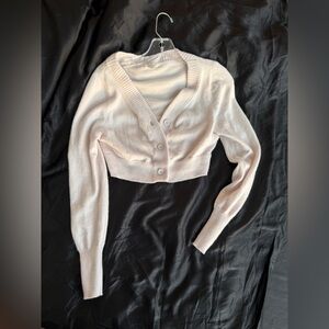COS Pale Pink 100% Cashmere Cropped V-Neck Button Cardigan